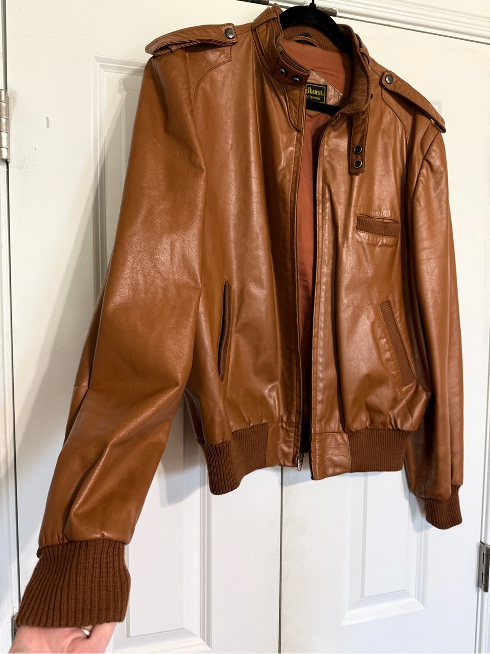 Vintage Andhurst Men’s SZ 44 Cafe Leather  Racer Bomber Jacket YKk